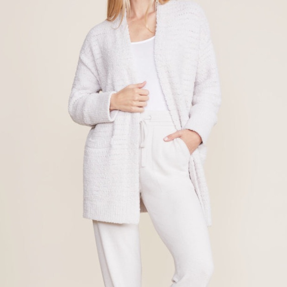 Barefoot Dreams Women CozyChic Boucle Welt Pocket Cardigan, Almond, X-Small NWT
